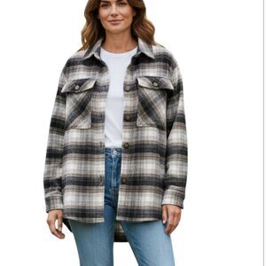 Oversized Plaid Women's Shackett With Pockets M